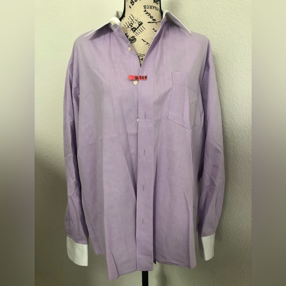 Chams Purple Dress Shirt White Cuff Elegant Style large
